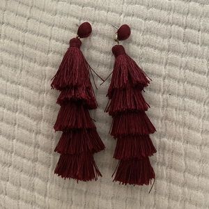 Burgundy Fringe Earrings
